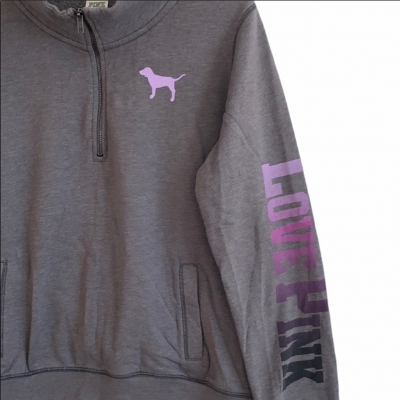 PINK Grey Sweatshirt Size Large - Picture 3 of 3